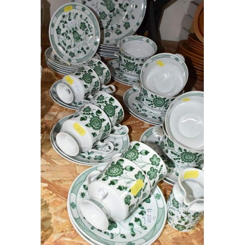 342 - A GROUP OF KONIGL-PR-TATTAU 'CHRYSANTHEME' PATTERN DINNERWARE, decorated with a green foliate design... 