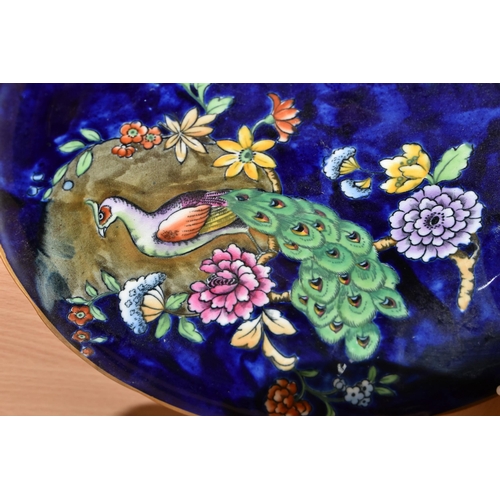 379 - A GROUP OF FIVE S. HANCOCK & SONS CORONA WARE 'PEACOCK' FLOWER FROGS, comprising five assorted colou... 