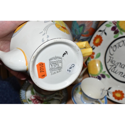 394 - FIFTEEN PIECES OF S HANCOCK & SONS CERAMICS, comprising a Corona Ware teapot in Springtime pattern b... 