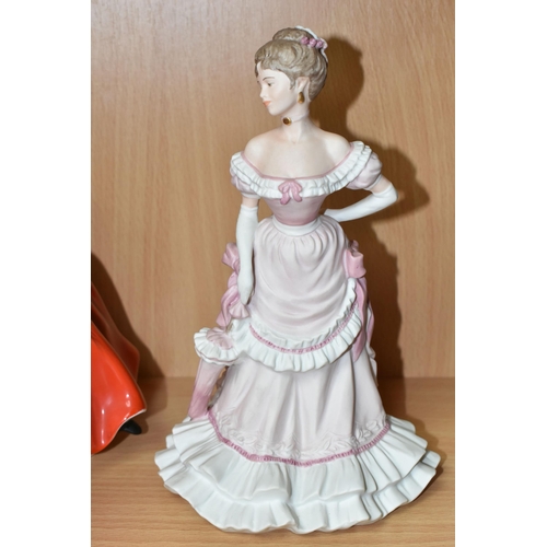 400 - THREE COALPORT FIGURINES, comprising Society Debut and Promenade from 'The Age of Elegance' collecti... 