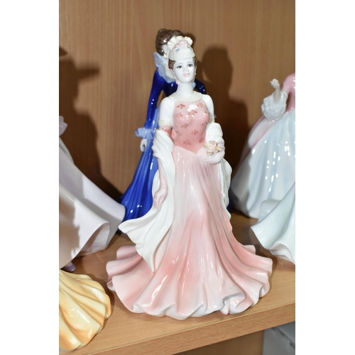 415 - SIX COALPORT AND ROYAL DOULTON FIGURINES, comprising Coalport Ladies of Fashion: 'Sue' Figurine of t... 