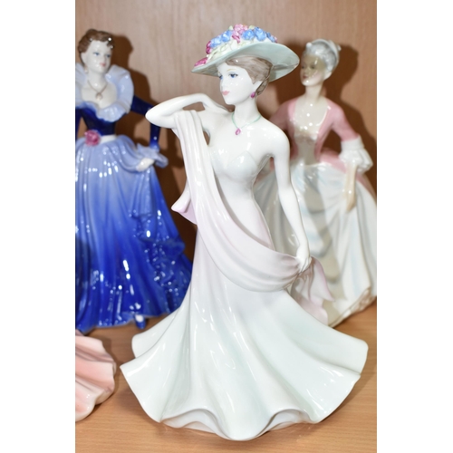 415 - SIX COALPORT AND ROYAL DOULTON FIGURINES, comprising Coalport Ladies of Fashion: 'Sue' Figurine of t... 