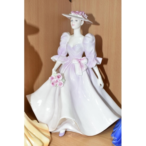 415 - SIX COALPORT AND ROYAL DOULTON FIGURINES, comprising Coalport Ladies of Fashion: 'Sue' Figurine of t... 