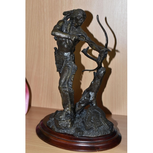 426 - A BRONZE FIGURE OF 'INDIANS ON THE HUNT', sculpted by Jim Ponter for Franklin Mint, together with a ... 