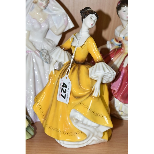 427 - FOUR ROYAL DOULTON FIGURINES, comprising Stephanie HN2807, Southern Belle HN2229, The Bride HN 2166,... 