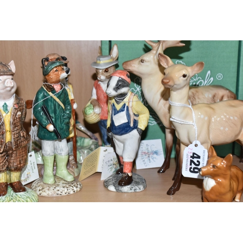 429 - A GROUP OF BESWICK ENGLISH 'COUNTRY FOLK' FIGURINES, comprising Fisherman Otter, Shepherd Sheepdog, ... 