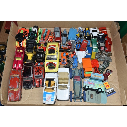 460 - A QUANTITY OF ASSORTED TOYS, to include two incomplete Schuco Studio clockwork racing cars and assor... 