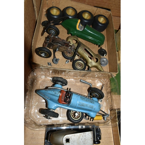 460 - A QUANTITY OF ASSORTED TOYS, to include two incomplete Schuco Studio clockwork racing cars and assor... 