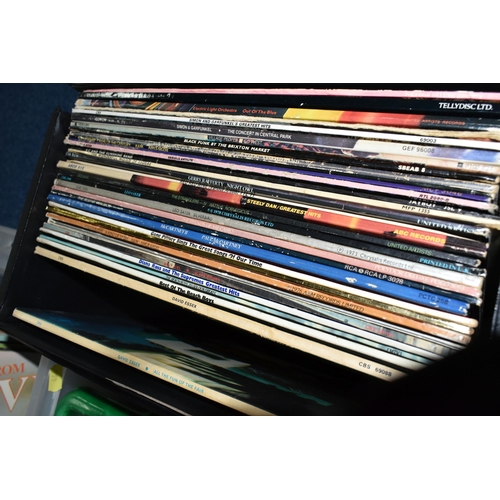 466 - FOUR BOXES AND A CASE OF RECORDS, approximately one hundred and fifty LPs to include two x Jeff Wayn... 