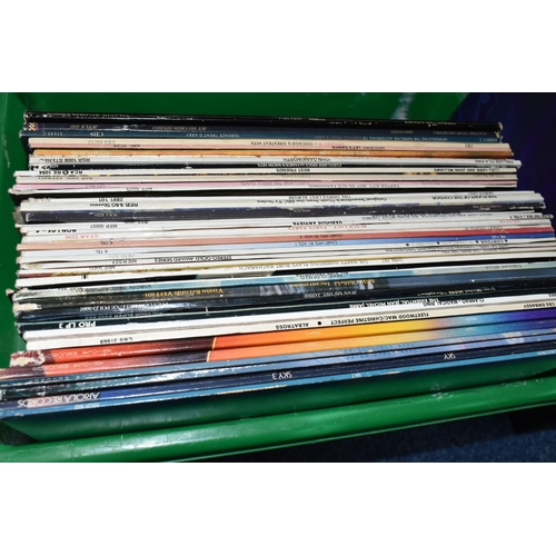 466 - FOUR BOXES AND A CASE OF RECORDS, approximately one hundred and fifty LPs to include two x Jeff Wayn... 