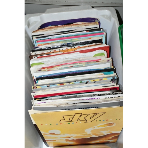 466 - FOUR BOXES AND A CASE OF RECORDS, approximately one hundred and fifty LPs to include two x Jeff Wayn... 