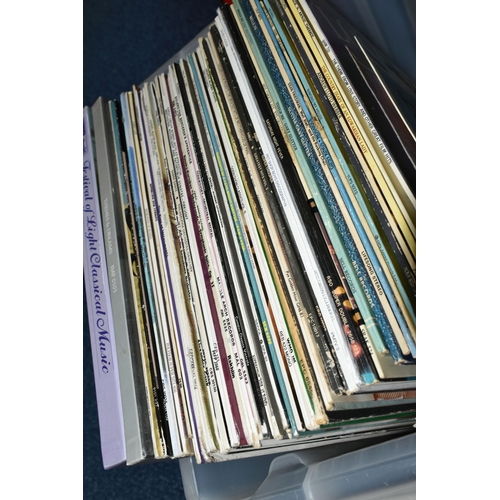 466 - FOUR BOXES AND A CASE OF RECORDS, approximately one hundred and fifty LPs to include two x Jeff Wayn... 