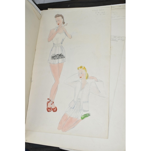 477 - A FOLIO OF EIGHTEEN DRAWINGS, featuring dress deigns from the 1940s attributed to a Mary G. Wilson (... 