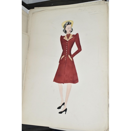 477 - A FOLIO OF EIGHTEEN DRAWINGS, featuring dress deigns from the 1940s attributed to a Mary G. Wilson (... 