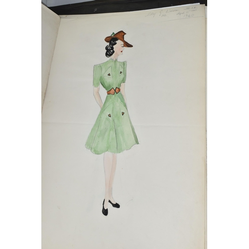 477 - A FOLIO OF EIGHTEEN DRAWINGS, featuring dress deigns from the 1940s attributed to a Mary G. Wilson (... 