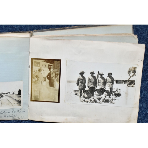 491 - AN EARLY TWENTIETH CENTURY PHOTOGRAPH ALBUM, containing 110 social, domestic and military photograph... 