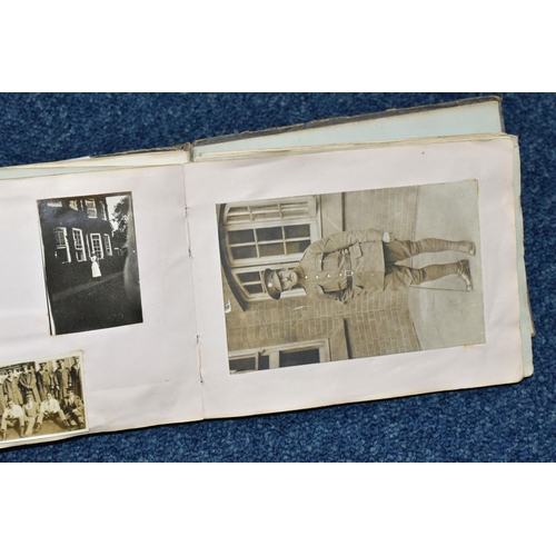 491 - AN EARLY TWENTIETH CENTURY PHOTOGRAPH ALBUM, containing 110 social, domestic and military photograph... 