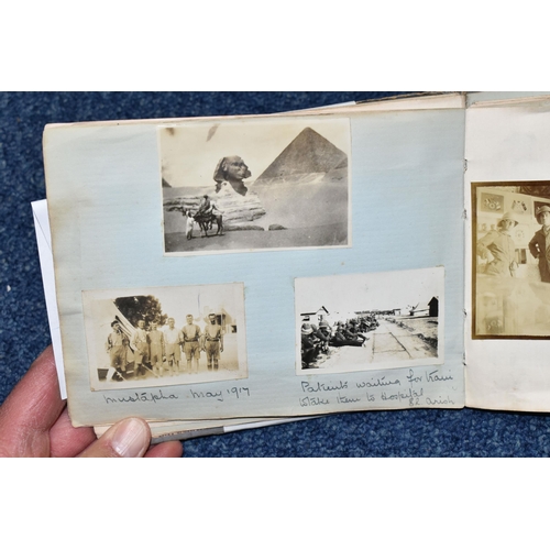 491 - AN EARLY TWENTIETH CENTURY PHOTOGRAPH ALBUM, containing 110 social, domestic and military photograph... 