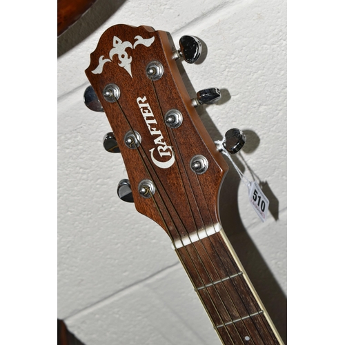 510 - A CRAFTER ELECTRO-ACOUSTIC SIX STRING GUITAR, model no. FX550EQ, serial no. 04048631, made in Korea