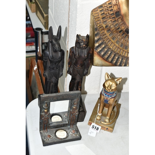 518 - A SMALL COLLECTION OF MODERN 'ANCIENT EGYPTIAN' THEMED ITEMS, to include a large wall decoration dep... 