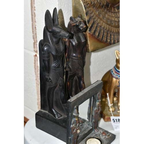 518 - A SMALL COLLECTION OF MODERN 'ANCIENT EGYPTIAN' THEMED ITEMS, to include a large wall decoration dep... 