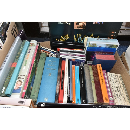 525 - EIGHT BOXES OF BOOKS, CDs AND LPs approximately 130 book titles in hardback and paperback format inc... 