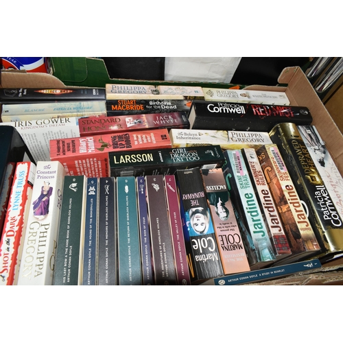 528 - FIVE BOXES OF BOOKS containing over 120 miscellaneous titles in hardback and paperback formats, subj... 