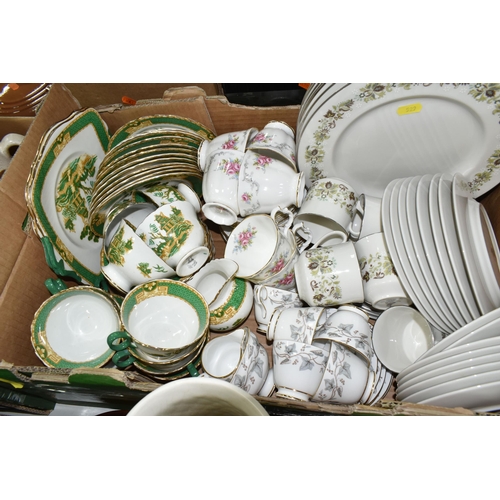 529 - THREE BOXES OF CERAMICS AND TEAWARE, to include a Sylvac butter dish 3986, a Poole Pottery twin tone... 