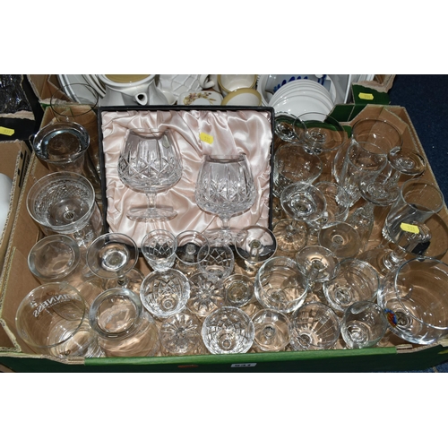 531 - FIVE BOXES OF CERAMICS AND GLASSWARE, to include a ceramic Irish Mist (Irelands Legendary Liqueur) c... 