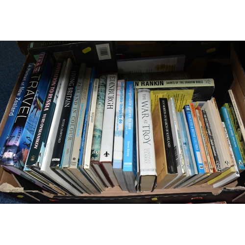 534 - FIVE BOXES OF BOOKS & EPHEMERA to include approximately 110 miscellaneous book titles in hardback an... 