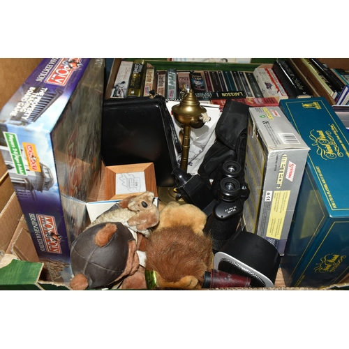 545 - FIVE BOXES AND LOOSE DVDS, CASSETTE TAPES, GAMES, PICTURES AND SUNDRY ITEMS, to include approximatel... 