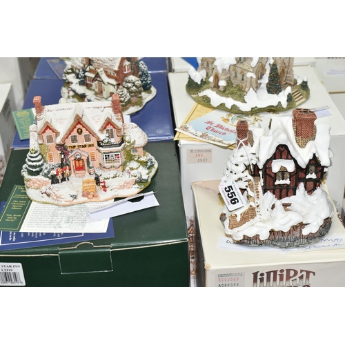 556 - SEVEN BOXED LILLIPUT LANE CHRISTMAS SPECIAL EDITION SCULPTURES, comprising Deer Park Hall 1988 (no d... 