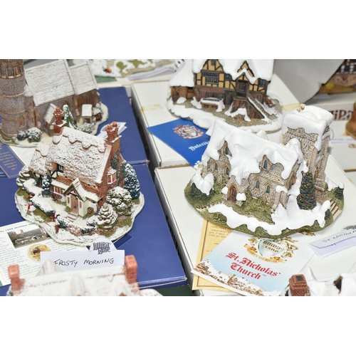 556 - SEVEN BOXED LILLIPUT LANE CHRISTMAS SPECIAL EDITION SCULPTURES, comprising Deer Park Hall 1988 (no d... 