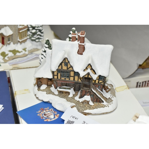 556 - SEVEN BOXED LILLIPUT LANE CHRISTMAS SPECIAL EDITION SCULPTURES, comprising Deer Park Hall 1988 (no d... 