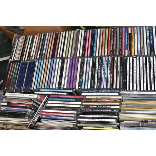 557 - FIVE BOXES OF L.P RECORDS, DVDS, VHS AND CDS, to include approximately thirty VHS cassettes and DVDs... 