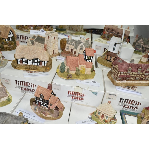 569 - THIRTY ONE BOXED LILLIPUT LANE SCULPTURES FROM THE MIDLANDS COLLECTION, comprising Tudor Court (deed... 