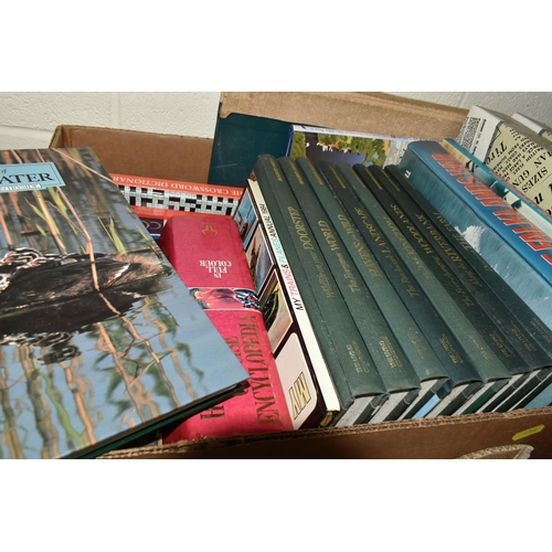 580 - FIVE BOXES OF BOOKS AND MAGAZINES containing approximately 170 miscellaneous book titles in hardback... 