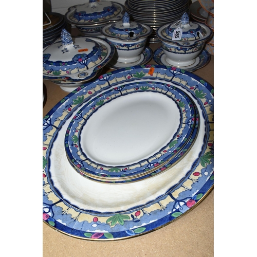 585 - A THIRTY FIVE PIECE BURLEIGH WARE SYLVAN PART DINNER SERVICE, pattern no 4257, printed and tinted wi... 