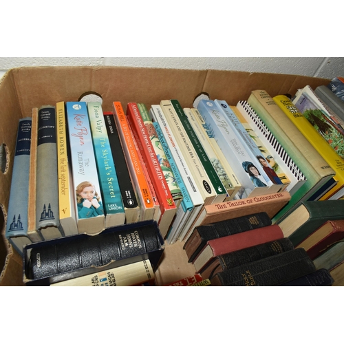 587 - FIVE BOXES AND A CASE OF RECORDS, BOOKS, CERAMICS, GLASS AND SUNDRY ITEMS, to include a small case o... 