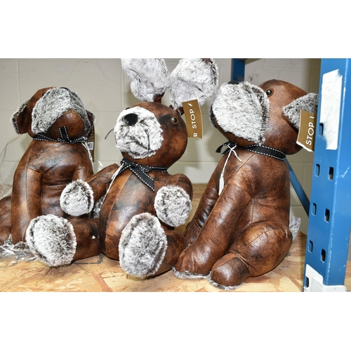 591 - THREE MODERN LESSER & PAVEY ANIMAL DOORSTOPS, comprising a rabbit and two dogs, with plush and distr... 