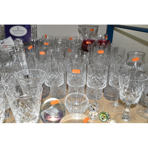 594 - A QUANTITY OF CUT CRYSTAL AND OTHER GLASSWARES, over eighty pieces to include at least ten sets of d... 