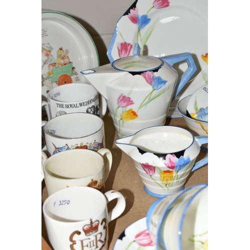 595 - A FORTY ONE PIECE ART DECO PARAGON PART TEA SET, AND OTHER CERAMICS, ETC, the Paragon part tea set i... 