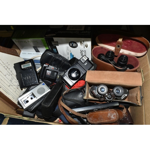 602 - TWO BOXES OF ASSORTED SUNDRY ITEMS ETC, to include computer PC-CD games, photographic equipment to i... 