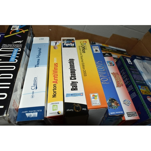 602 - TWO BOXES OF ASSORTED SUNDRY ITEMS ETC, to include computer PC-CD games, photographic equipment to i... 