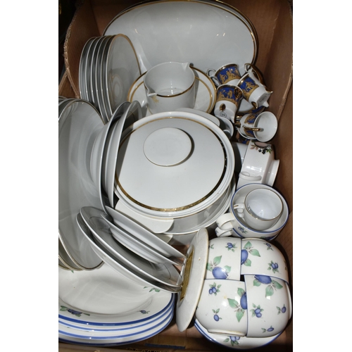 608 - SIX BOXES OF ASSORTED DINNER AND TEA WARES ETC, to include Johnson Brothers 'Pareek' dinner wares, T... 