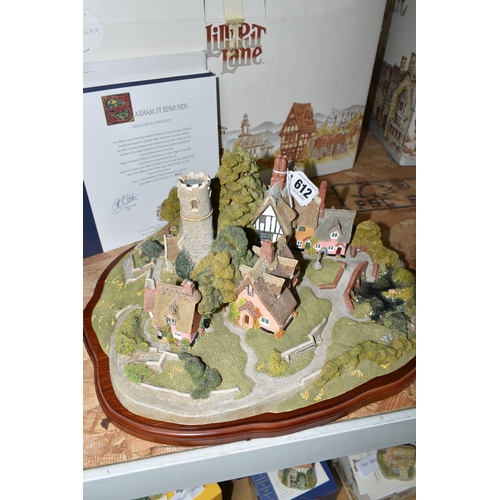 612 - A LARGE BOXED LIMITED EDITION LILLIPUT LANE SCULPTURE, Saxham St Edmunds, no 0633/4500, with plinth,... 