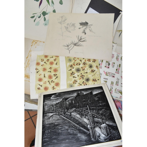 635 - FROM THE STUDIO OF HELEN GREENFIELD (BRITISH 20TH CENTURY) WORKS ON PAPER, several hundred works on ... 