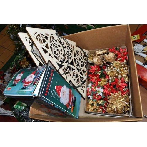 649 - TWO BOXES OF ASSORTED CHRISTMAS DECORATIONS, to include baubles, tinsel, candles, assorted ornaments... 