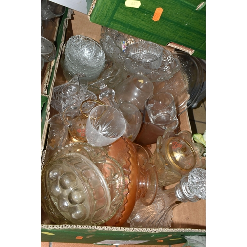 653 - SIX BOXES OF ASSORTED CERAMICS AND GLASS ETC, to include Royal Vale cottage garden style part dinner... 