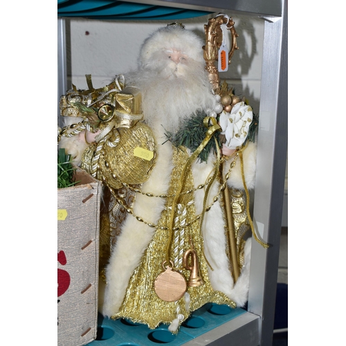 550 - THREE BOXES OF CHRISTMAS DECORATIONS, to include a large plastic floor standing  illuminated Santa C... 